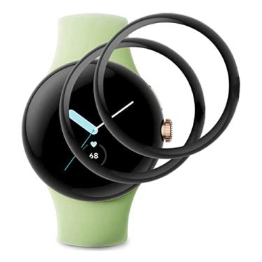 Imagem de AISELAN [2 peças] Protetor de tela para Google Pixel Watch, película macia complexa com borda preta curva completa curva 3D para Google Pixel Watch (1,2 polegadas)