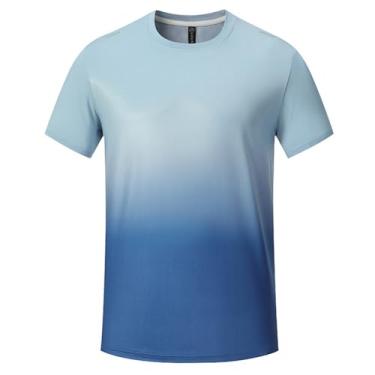 Imagem de TOLOER Camiseta masculina de manga curta verão secagem rápida atlética corrida fitness treinamento casual roupas, Azul claro, M