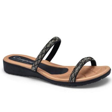 Imagem de Tamanco Feminino Tiras Brilho Comfortavel Campesi L9519