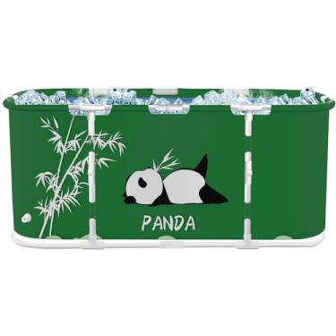 Imagem de STARBRILLIANT Banheira de gelo para atletas, banheira de hidromassagem oval dobrável portátil para jardim ao ar livre, quintal, academia, spa adulto independente para recuperação (Panda)