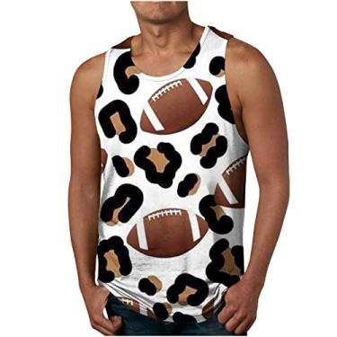 Imagem de MaMiDay Camiseta regata masculina com estampa 3D, sem mangas, gola redonda, casual, solta, verão, muscular, academia, Marrom, M