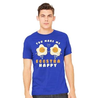 Imagem de TeeFury - You Make Me Eggstra Happy - Camiseta masculina Food, Breakfast,, Turquesa, 5G