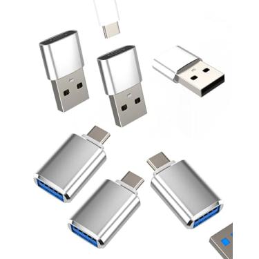 Imagem de Adaptador USB C para USB (pacote com 6) para iPhone 15 Pro Max para iPad MacBook para Samsung Galaxy Tipo-C OTG Acessórios Power Car Charger Connector Thunderbolt 3 Cabo conversor de bloco de