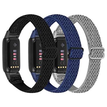 Imagem de Nigaee Pacote com 3 faixas elásticas ajustáveis compatíveis com Fitbit Luxe, pulseiras esportivas elásticas de nylon, pulseira de tecido respirável macio de substituição para Fitbit Luxe Fitness e Monitor de Bem-Estar Feminino Masculino 302