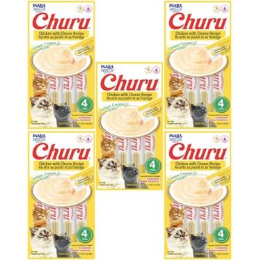 Imagem de Kit 05 Churu Petisco Para Gatos Vários Sabores Escolher Inaba - 20 Tubetes (Kiti 5 unid. (20 Tubetes), Frango com Queijo)