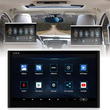 Imagem de Monitor de encosto de cabeça para tv de carro com tela sensível ao toque de 10 polegadas, reprodutor de vídeo de filmes para tablet, android 9.0 4k 1080p wifi bluetooth usb hdmi airplay