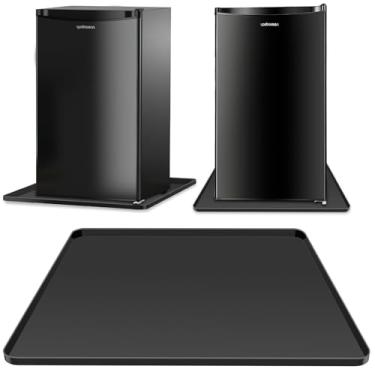 Imagem de Ieesspd Tapete de silicone para mini geladeira, 61 cm x 61 cm x 1 cm, sob a geladeira, a bandeja de gotejamento evita vazamentos de água do aparelho, protege o chão de danos e limpeza (preto)