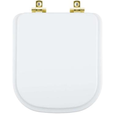 Imagem de Assento Sanitário com Amortecedor Gap Branco para vaso Roca com Ferragem Dourada