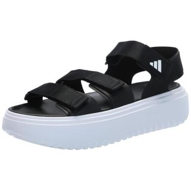 Imagem de adidas Sandália Slyn Slide unissex para adultos, Preto/branco/branco, 10 Women/9 Men