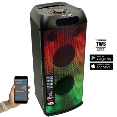 Imagem de Caixa Som Amplificada Bluetooth Full LED Torre c/ 3 vias / 800W TWS Polyvox