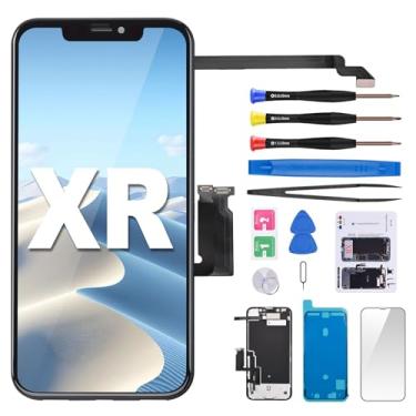Imagem de CYKJGS Substituição de tela para iPhone XR 15.5 cm montada com tela LCD 3D fone de ouvido fone de ouvido protetor de tela de alto-falante de proximidade e sensor de luz ambiente e kit de ferramentas