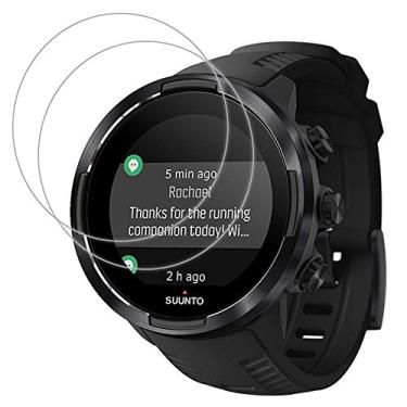 Imagem de UPONEW Película protetora de tela de vidro temperado para relógio SUUNTO 9 – [Pacote com 2] Cobertura total HD transparente antibolhas antiarranhões para película transparente protetor de tela de