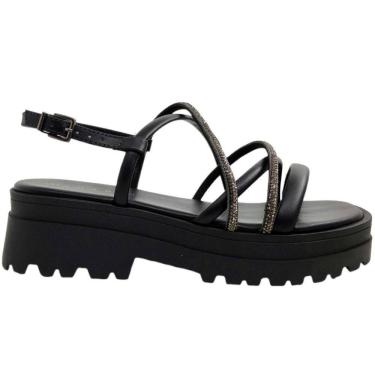 Imagem de Sandália Tratorada Feminina Bico Quadrado com Strass Ramarim 2438203