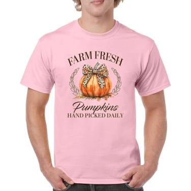 Imagem de Camiseta masculina fofa Farm Fresh Pumpkins outono estação aconchegante festival labirinto de milho Dia de Ação de Graças Peru Dia de Ação de Graças Outono, Rosa claro, GG