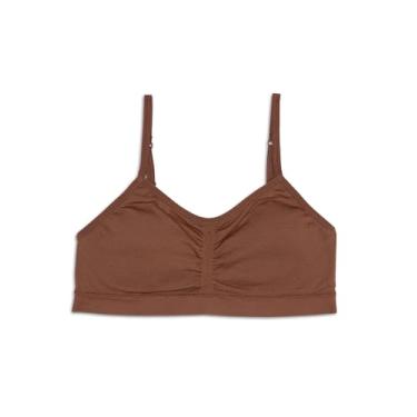 Imagem de Maidenform Sutiã cropped franzido sem costura para meninas, Marrom alfarroba, M