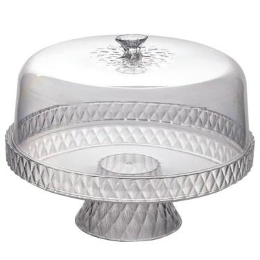 Imagem de Boleira de Plástico Com Pé Cristal Glamour Incolor Plasutil ref.14200