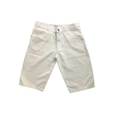 Imagem de Bermuda Sarja Branca Tradicional Adulto - Wju Jeans, 42, Branco