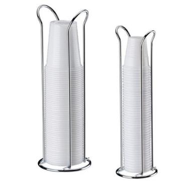 Imagem de Kit Suporte Porta Copos Descartáveis 50/80 + 200ml Cromado - 1148 Futu