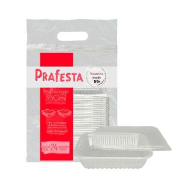 Imagem de Embalagem de plástico para microondas e freezer com tampa 350ml com 24