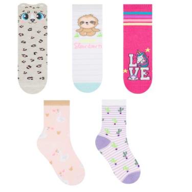 Imagem de Kit 9 pares de meias Infantil Selene Algodão Menina Diversas Estampas 