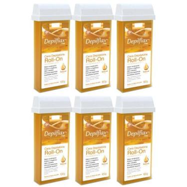 Imagem de Combo 6 refil cera roll on natural 100g depilação depilflax