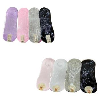 Imagem de Kit 10 Pares Meia Sapatilha Feminina Adulto Algodão Soquete Social Mul