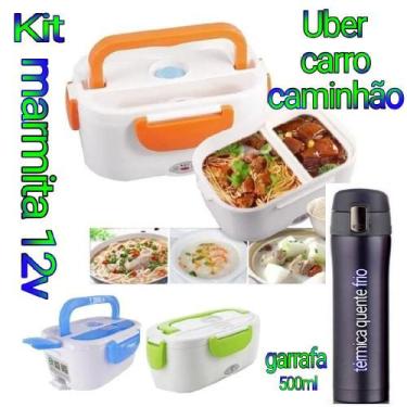 Imagem de Kit de Marmita veicular 12v com garrafa térmica inox 500ml - Lunch Box