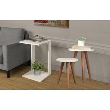 Imagem de Kit 3 Mesas Cabeceira Canto Centro Apoio Pé Palito Decor Off - Colomi