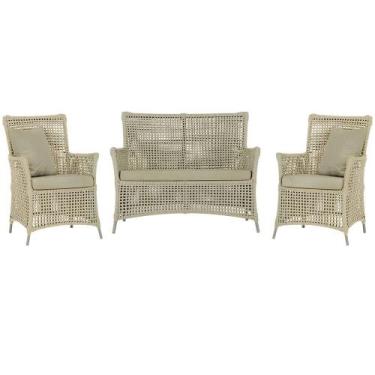 Imagem de Jogo Sofá e 2 Poltronas de Área Igapó Alumínio Pintura Fendi Corda Náu