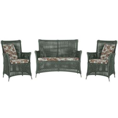 Imagem de Jogo Sofá e 2 Poltronas de Área Igapó Alumínio Pintura Fendi Corda Náu