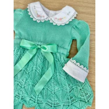Imagem de Saída de maternidade menina vestido laço tricot 6 peças - Dinhos baby,