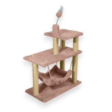 Imagem de Arranhador para Gatos Sisal Plataforma 3 Andares com Brinquedo - Miupe