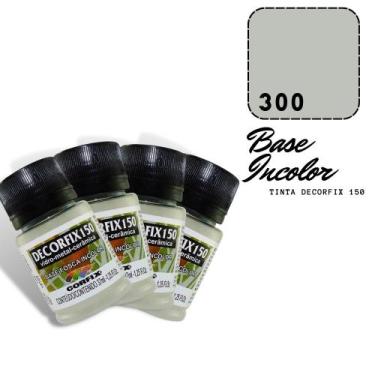 Imagem de 4 Tinta Decorfix 150 Fosco 37ml 300 Base Incolor Corfix
