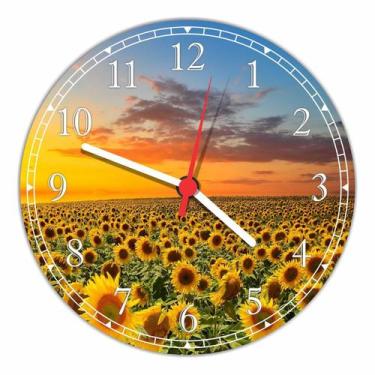 Imagem de Relógio De Parede Paisagem Flores Girassol Natureza Salas Cozinhas Dec