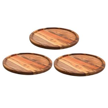 Imagem de Kit 3 Tábuas Suportes De Madeira 40Cm Para Cortar E Servir Pizzas - Br