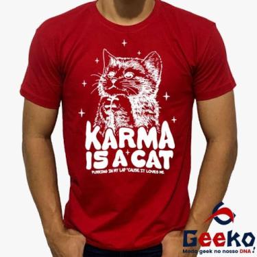 Imagem de Camiseta Taylor Swift 100% Algodão Karma is a Cat Pop Geeko, Vermelho 