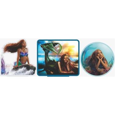 Imagem de Kit Display de Mesa 6 Peças Festa Pequena Sereia Real MDF - Juju Brasi