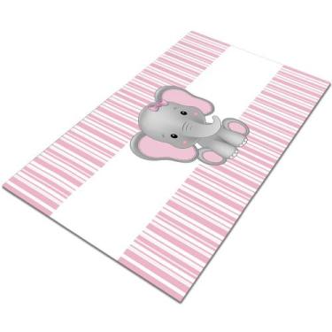 Imagem de Tapete Infantil Elefantinho Rosa 60x120 Antiderrapante - Style Brazil