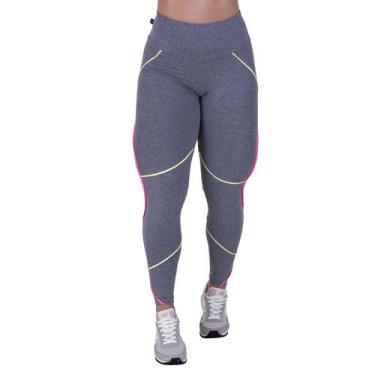 Imagem de Legging fitness feminina recortes cós alto modeladora suplex orbis - O