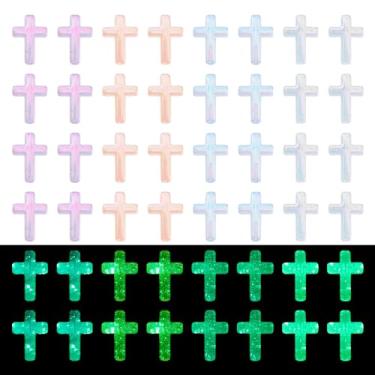 Imagem de Magibeads 50 peças de contas de resina que brilham no escuro contas Kandi cor aleatória, crucifixo pastel, contas focais para canetas, chaveiros, artesanato, faça você mesmo, pulseira de Jesus,