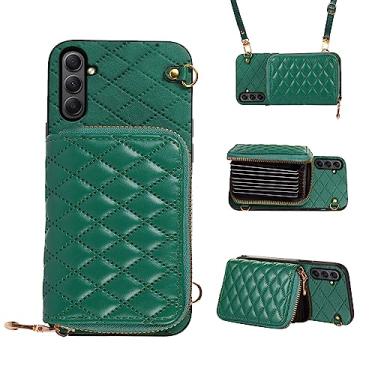 Imagem de Furiet Compatível com Samsung Galaxy S24 FE 5G Capa carteira flip com zíper com alça de ombro transversal, 8 compartimentos para cartão, acessórios de couro PU, capa para celular para S 24 EF S24FE