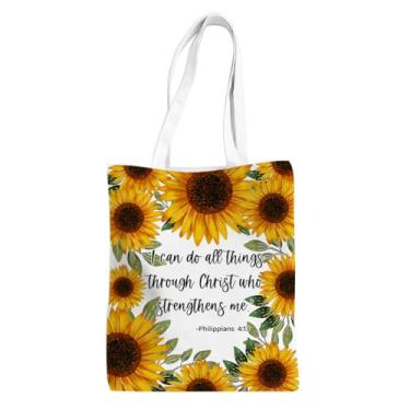 Imagem de Chenyoumaoyi Presentes religiosos cristãos para mulheres, bolsa inspiradora, sacola de compras de supermercado para Natal, aniversário, Cristo Filipenses, 13.6 x 16.2inches