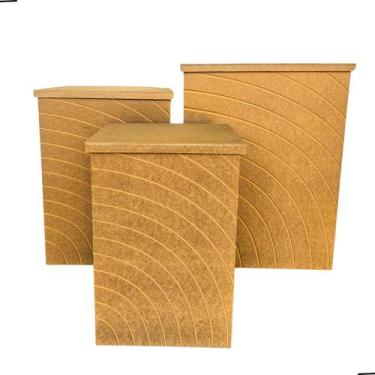 Imagem de Trio de Cubo Decorativo para Festas Caracol Mdf Cru Dobrável Compacto 