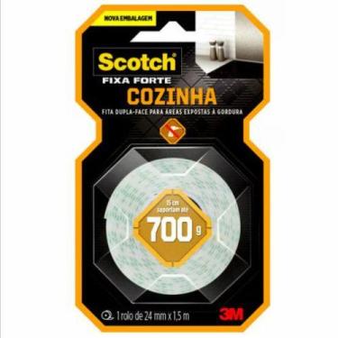 Imagem de Fita Dupla Face Fixa Forte 24mm X 1,5m Uso Cozinha - 3M