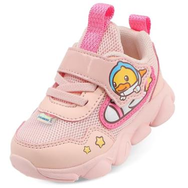 Imagem de B.Duck Tênis infantil infantil para meninas e meninos [pato fofo de desenho animado] Tênis de corrida infantil para crianças pequenas tamanho 6-12, Rosa claro, 11 Little Kid
