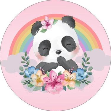 Imagem de Painel De Festa Redondo 1,50x1,50 - Urso Panda Arco-Íris 006 - Via Cor