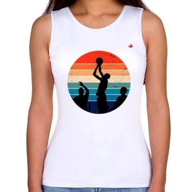 Imagem de Regata Feminina Basquete Vintage Sunset - Foca na Moda, Branco, GGG