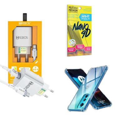 Imagem de Kit Carregador Turbo + Capinha Motorola Edge30 + Película 9D - HRebos