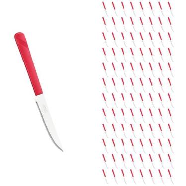 Imagem de Conjunto 96 Facas Linha Luna Vermelho Aço Inox Plástico - Taumer, Luna