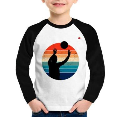 Imagem de Camiseta Raglan Infantil Vôlei Vintage Sunset Manga Longa - Foca na Mo